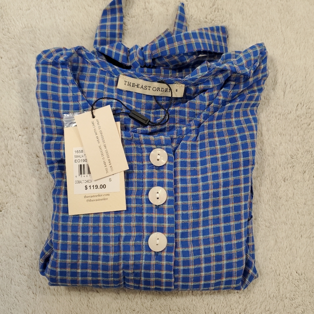 The East Order NWT Mahlia Top Cobalt Check Small - Picture 5 of 9